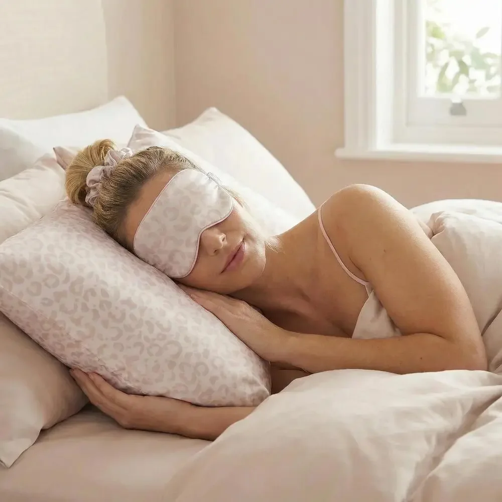 Leopard Print Satin 3 Piece Set Pillowcase Sleep Mask Scrunchie